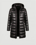 Lange Puffer Jas met Capuchon voor Dames - Schwarz