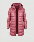 Lange Puffer Jas met Capuchon voor Dames - Rosa