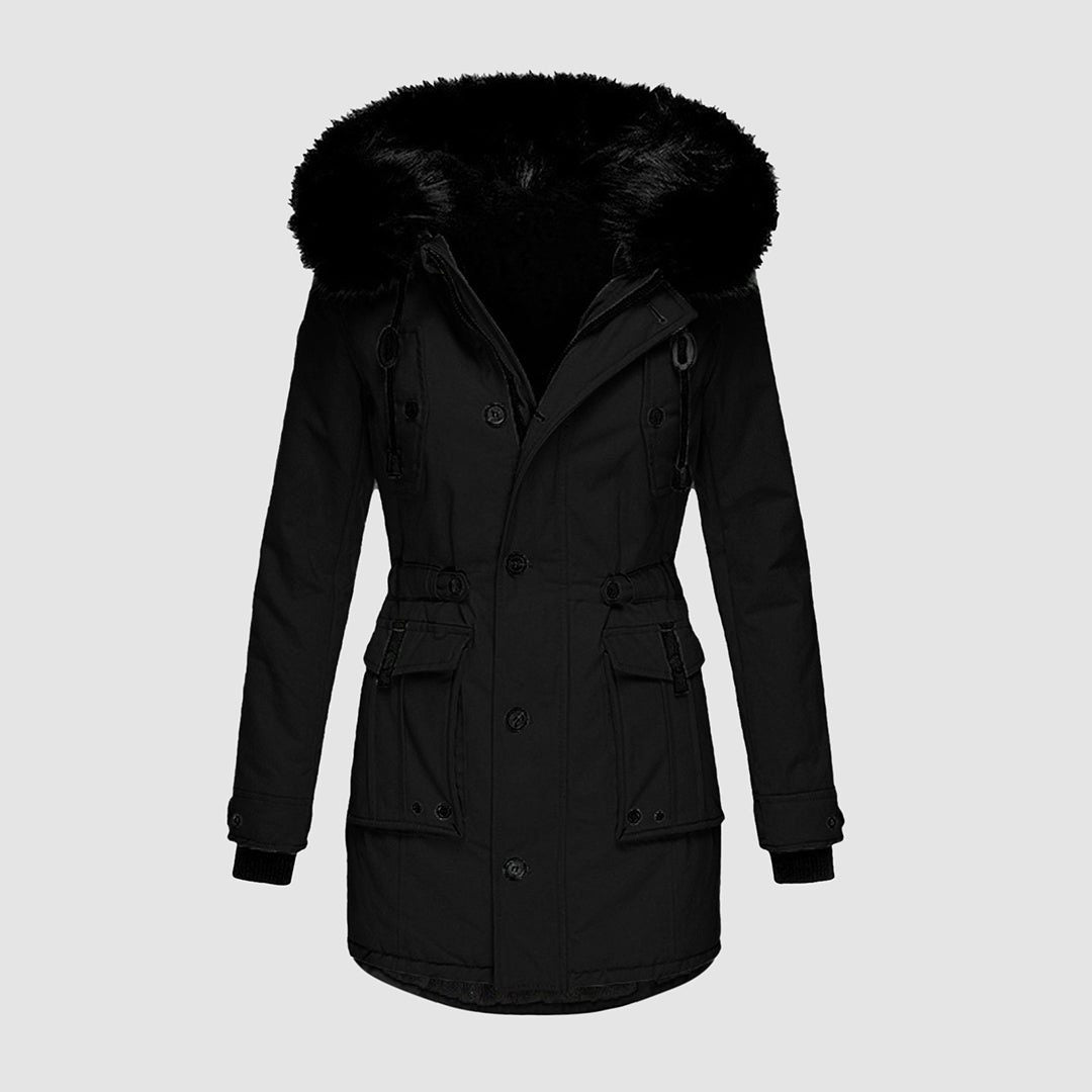 Lange Puffer Winterjas met Bontafvoering Capuchon voor Dames - View 2