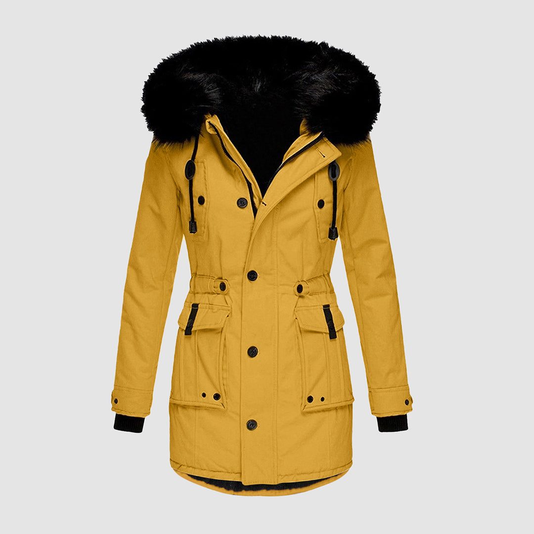 Lange Puffer Winterjas met Bontafvoering Capuchon voor Dames - View 6