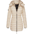Lange Puffer Winterjas met Capuchon voor Dames - Khaki