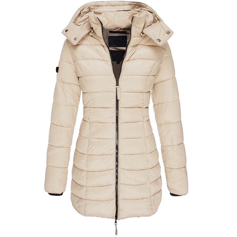 Lange Puffer Winterjas met Capuchon voor Dames - Khaki