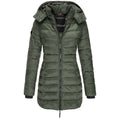 Lange Puffer Winterjas met Capuchon voor Dames - Grün
