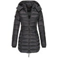 Lange Puffer Winterjas met Capuchon voor Dames - Schwarz