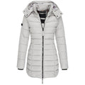 Lange Puffer Winterjas met Capuchon voor Dames - Grau