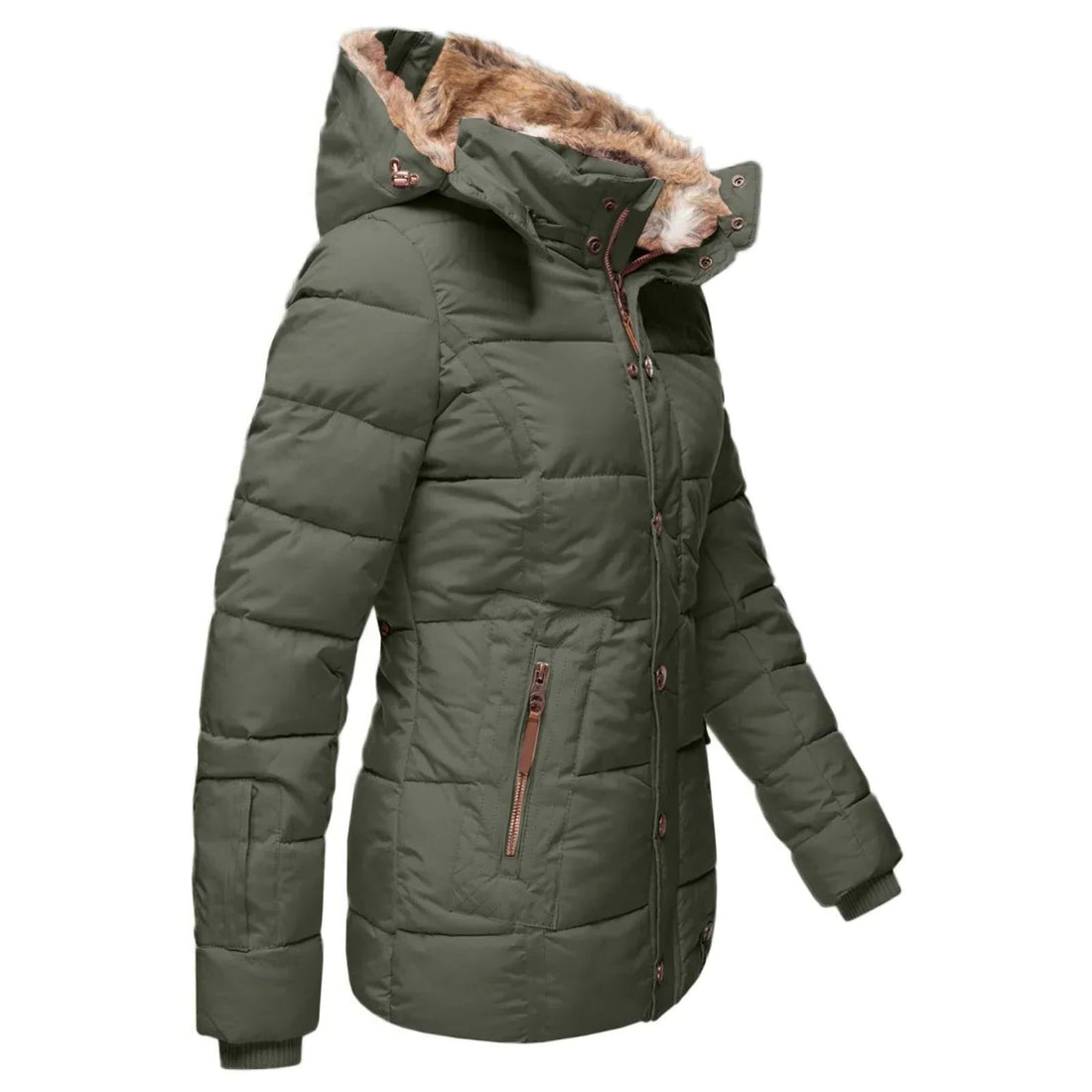 Lange Puffer Winterjas met Faux Fur Capuchon voor Dames
