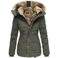 Lange Puffer Winterjas met Faux Fur Capuchon voor Dames - Grün