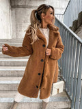 Lange Teddy Trenchcoat met Knoopsluiting voor Dames - View 2