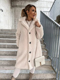 Lange Teddy Trenchcoat met Knoopsluiting voor Dames - View 3