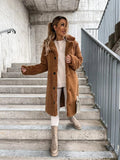 Lange Teddy Trenchcoat met Knoopsluiting voor Dames - Braun