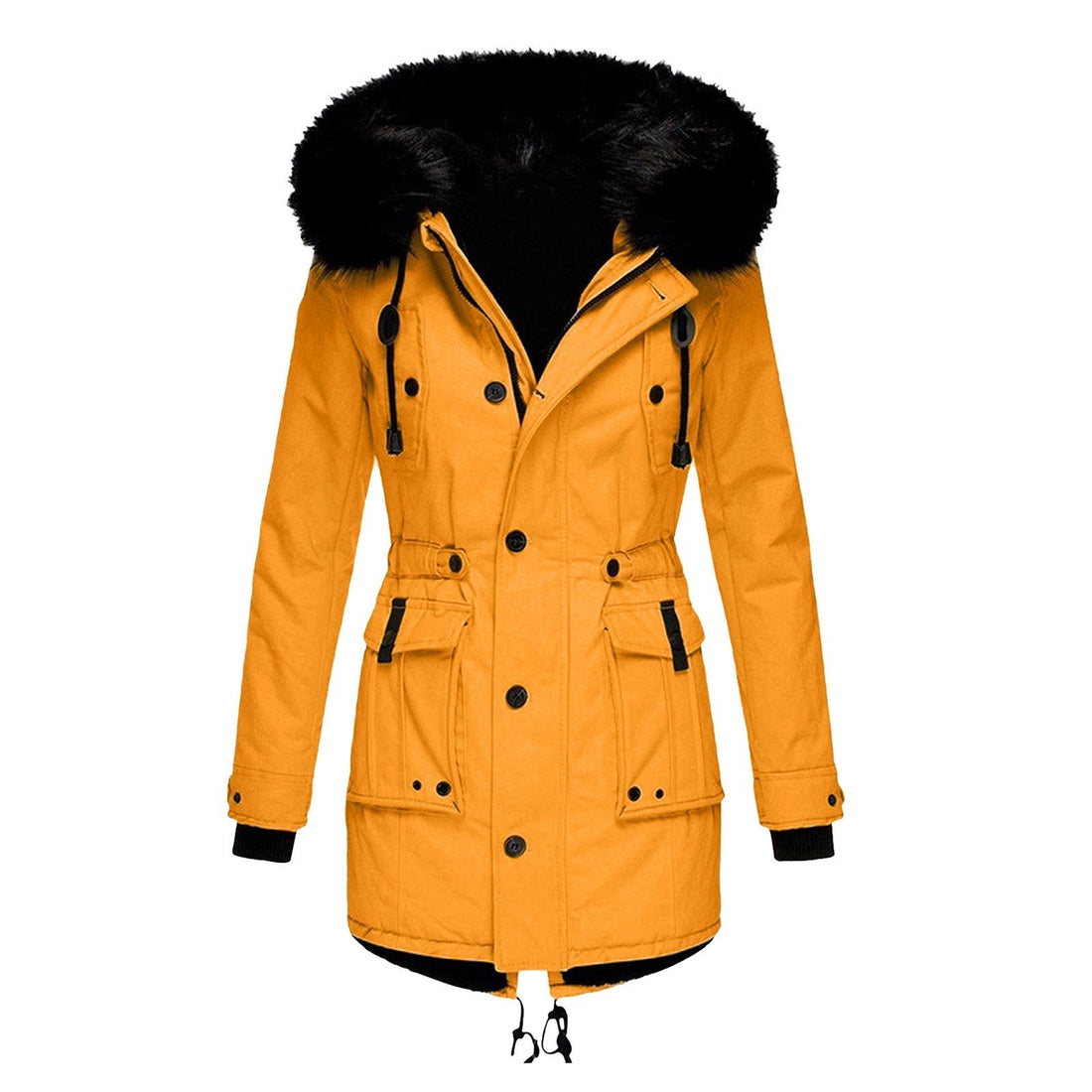 Lange Winterjas met Bontafvoering voor Dames