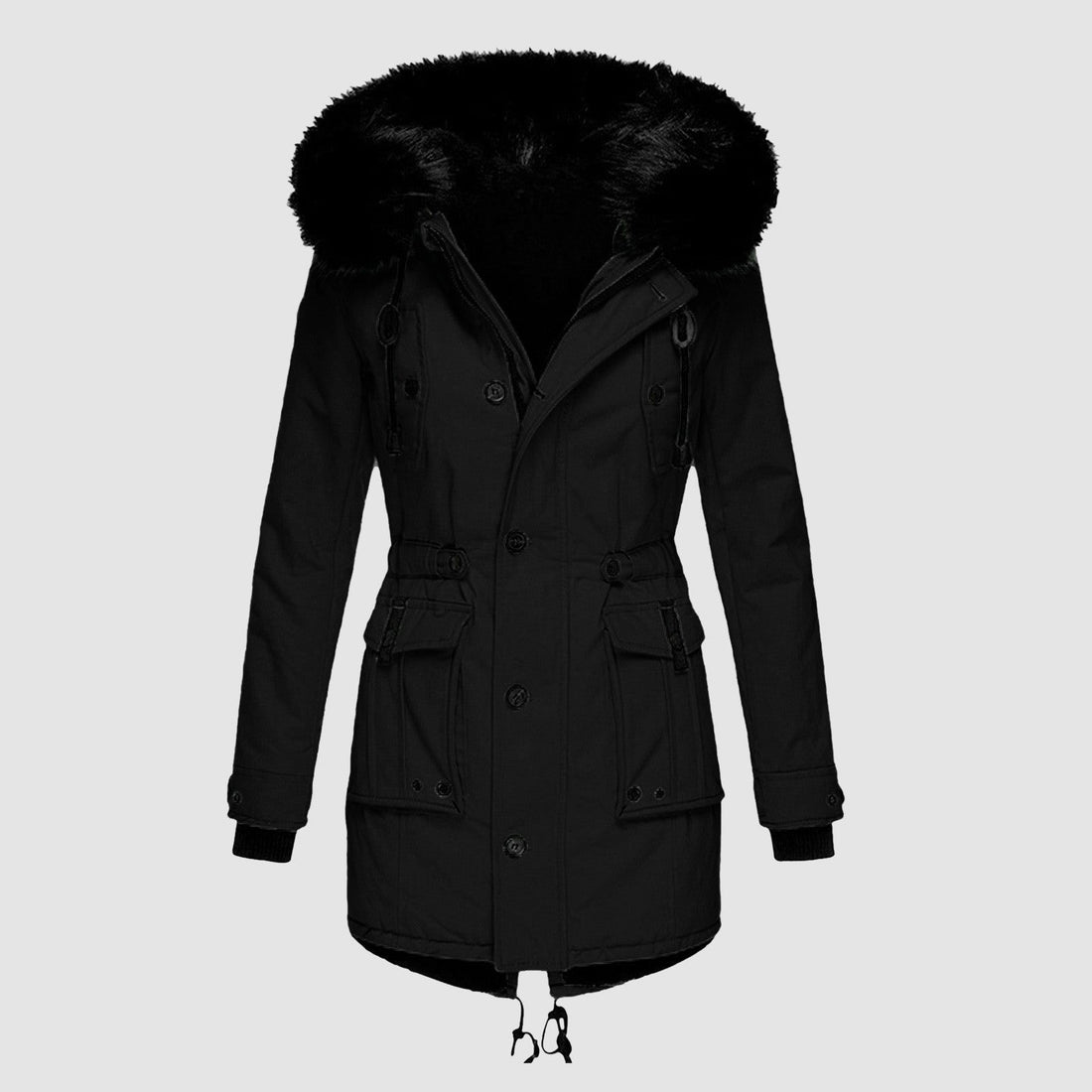 Lange Winterjas met Bontafvoering voor Dames