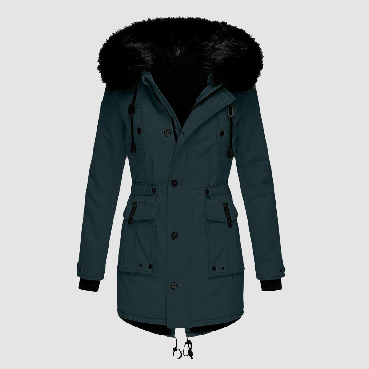 Lange Winterjas met Bontafvoering voor Dames - View 7