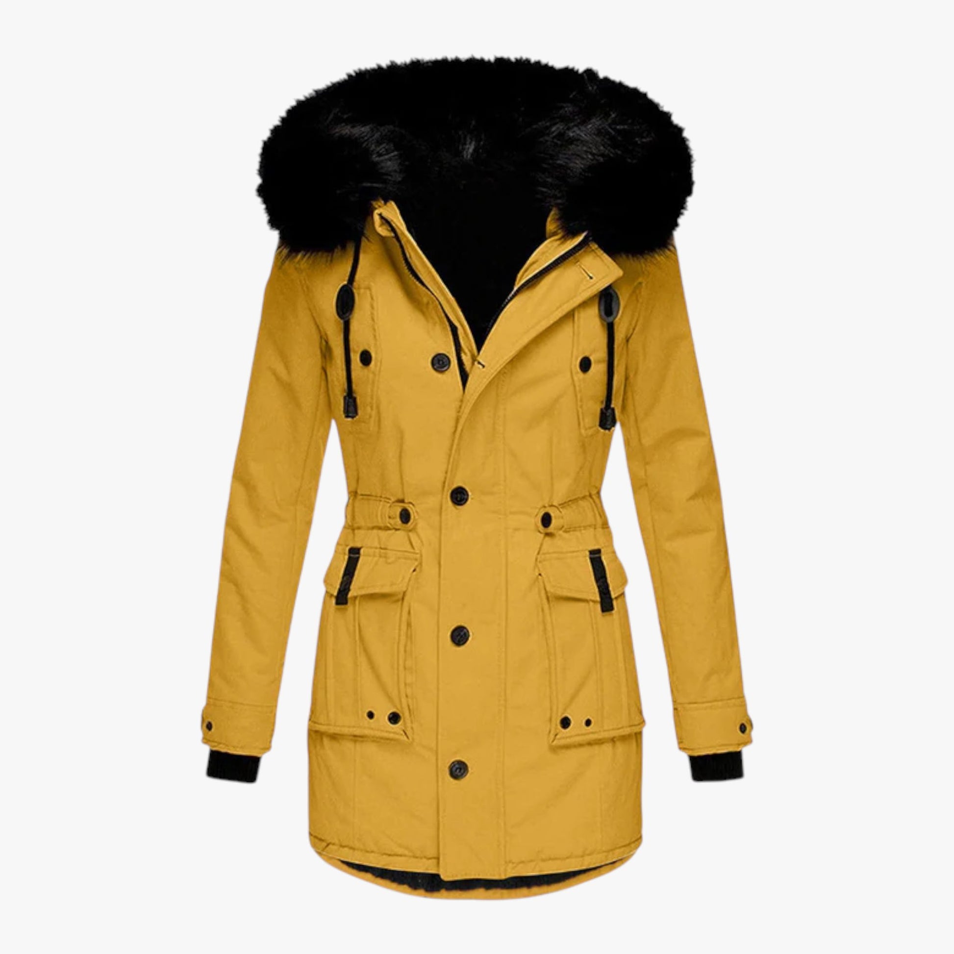 Lange Winterjas met Bontafwerking voor Dames - View 3