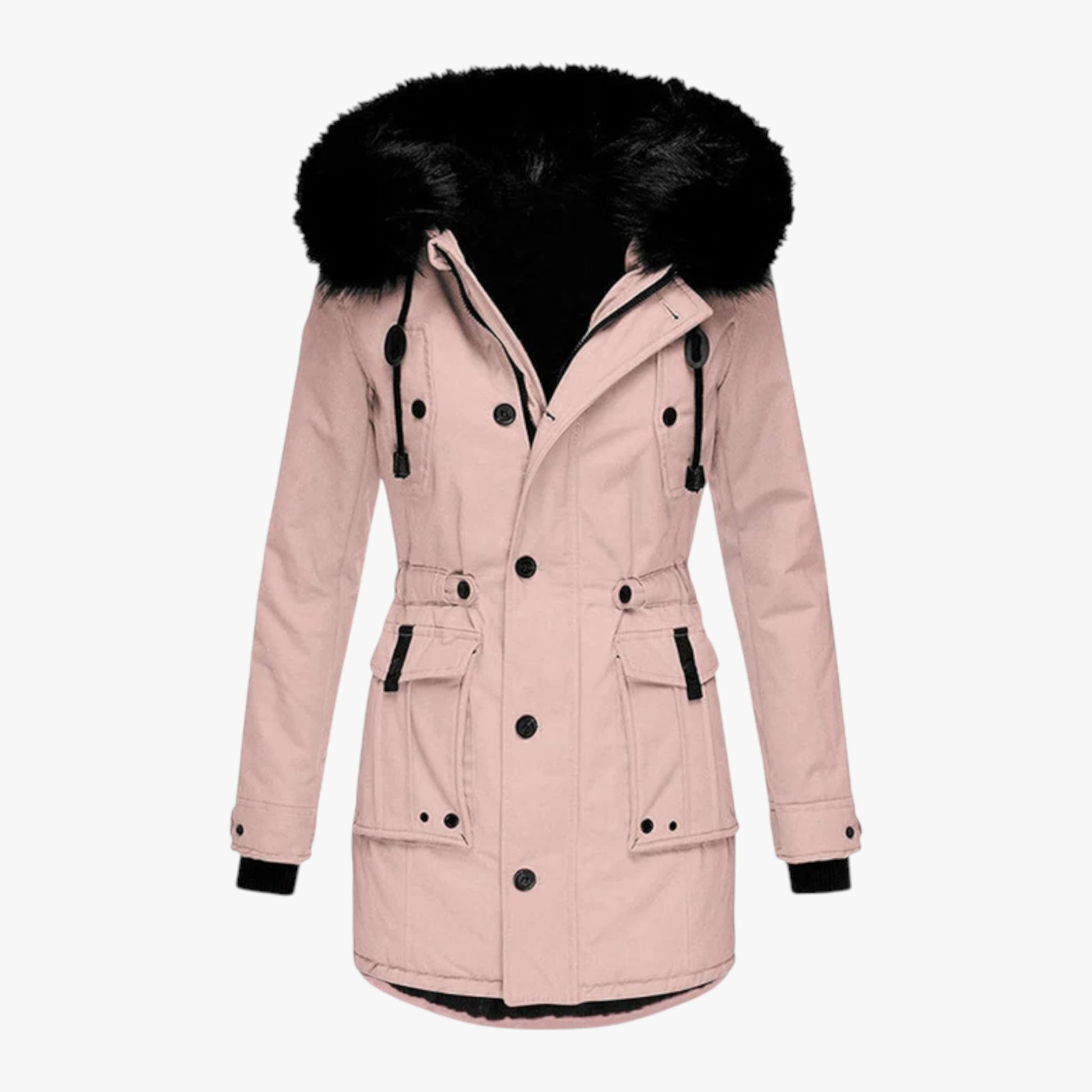 Lange Winterjas met Bontafwerking voor Dames - Rosa