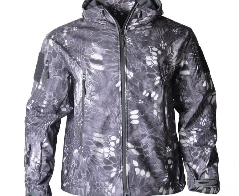 Lange Winterjas met Capuchon en Steekzakken voor Heren - Grijs slang