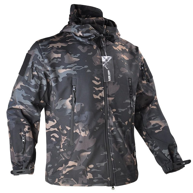 Lange Winterjas met Capuchon en Steekzakken voor Heren - Zwarte army print