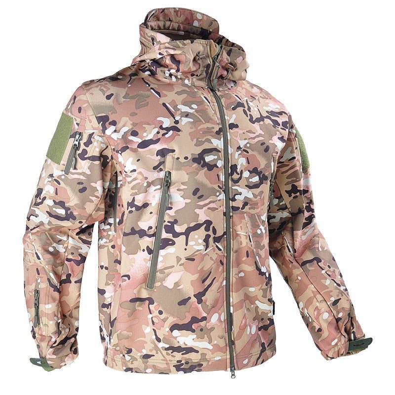 Lange Winterjas met Capuchon en Steekzakken voor Heren - Beige army print
