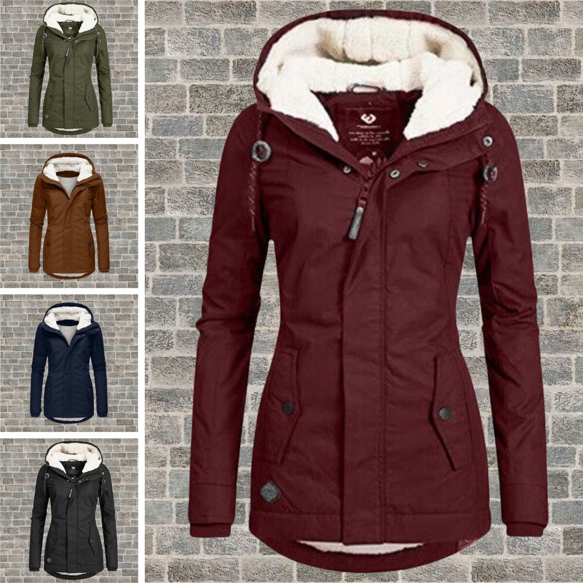 Lange Winterjas met Capuchon en Teddy Voering voor Dames