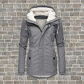 Lange Winterjas met Capuchon en Teddy Voering voor Dames - Grau