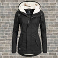 Lange Winterjas met Capuchon en Teddy Voering voor Dames - Schwarz