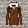 Lange Winterjas met Capuchon en Teddy Voering voor Dames - Braun
