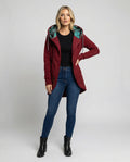 Lange Winterjas met Capuchon en Palmprint Voering voor Dames