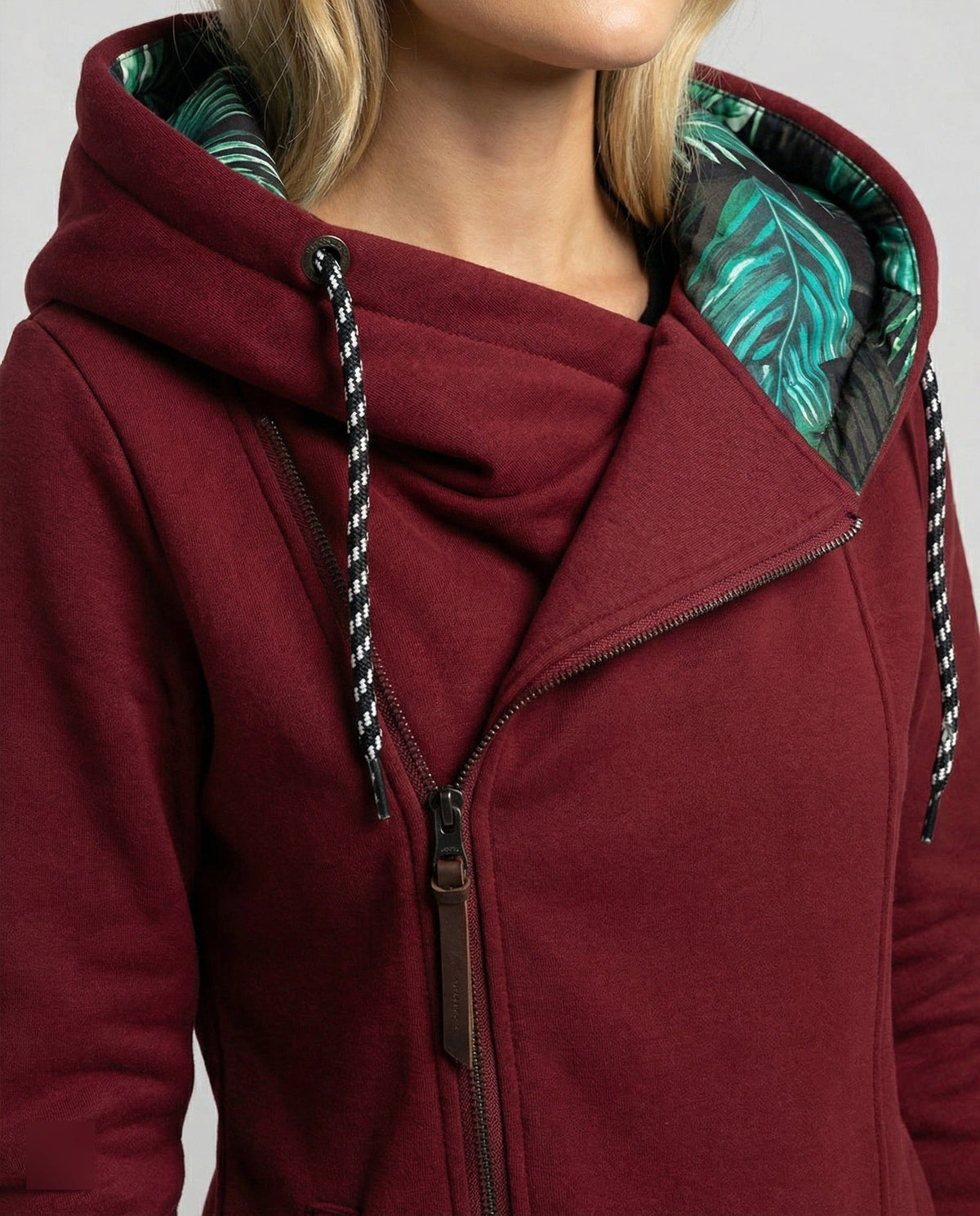 Lange Winterjas met Capuchon en Palmprint Voering voor Dames