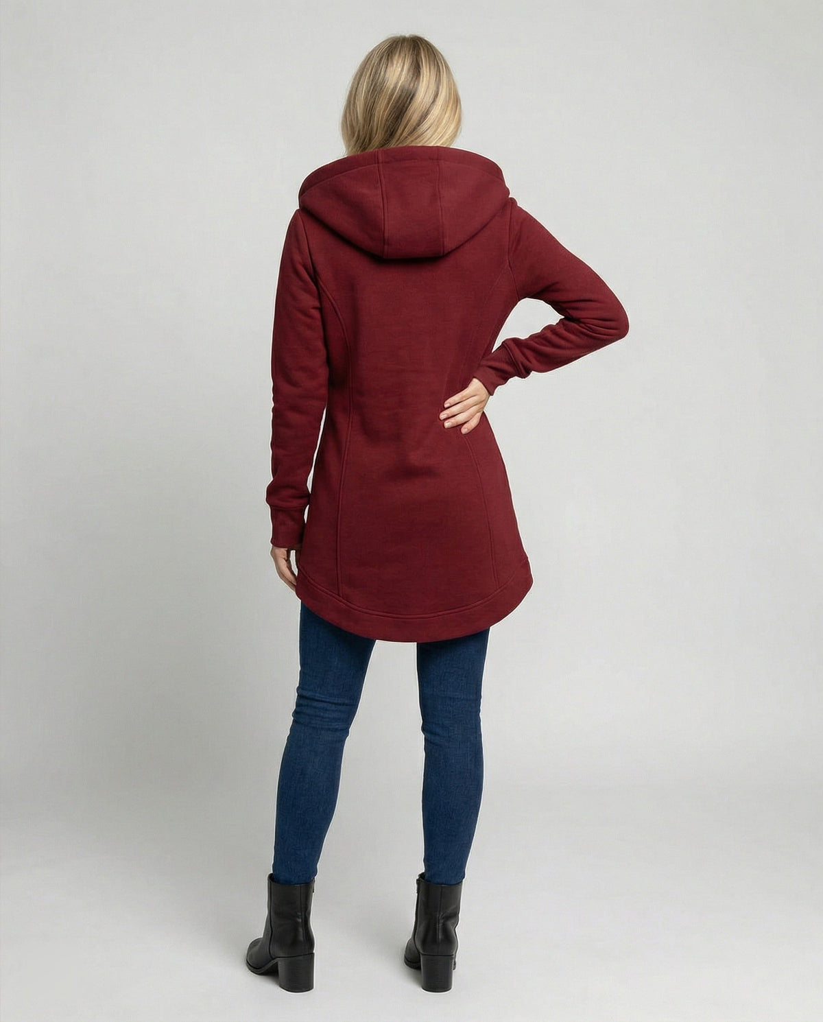 Lange Winterjas met Capuchon en Palmprint Voering voor Dames