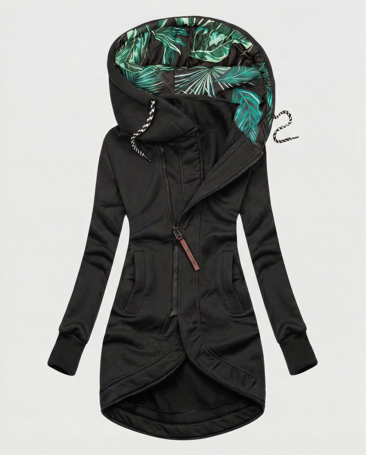 Lange Winterjas met Capuchon en Palmprint Voering voor Dames