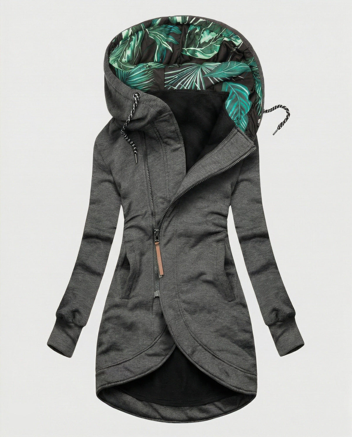 Lange Winterjas met Capuchon en Palmprint Voering voor Dames