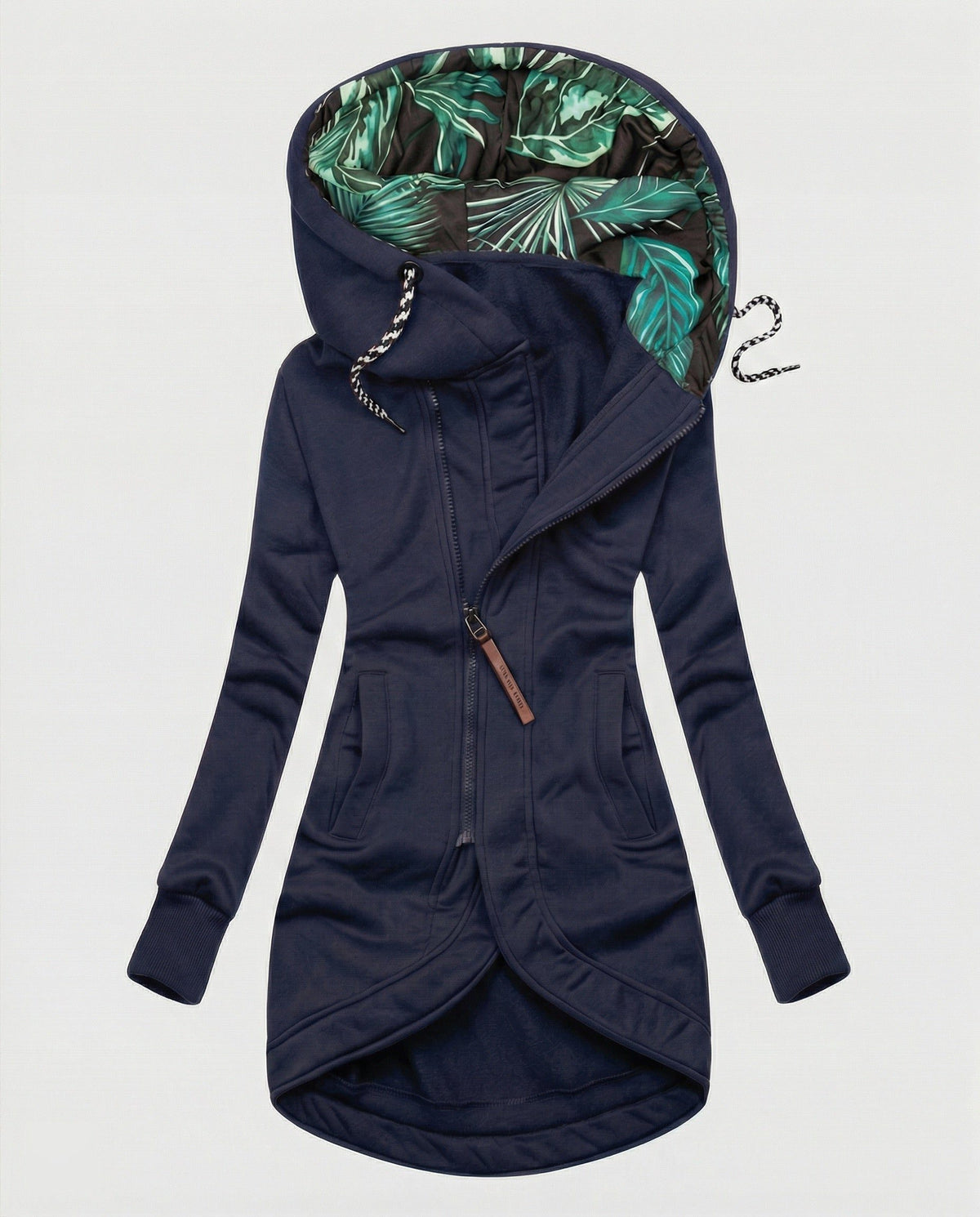 Lange Winterjas met Capuchon en Palmprint Voering voor Dames