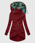 Lange Winterjas met Capuchon en Palmprint Voering voor Dames