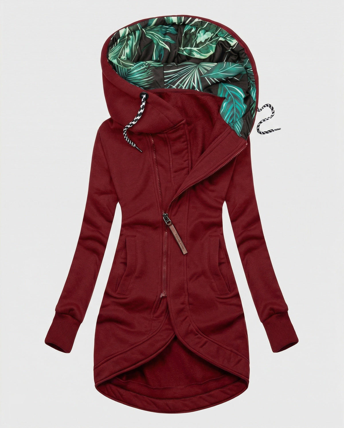 Lange Winterjas met Capuchon en Palmprint Voering voor Dames