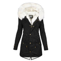 Lange Winterjas met Faux Fur Kraag voor Dames - Schwarz