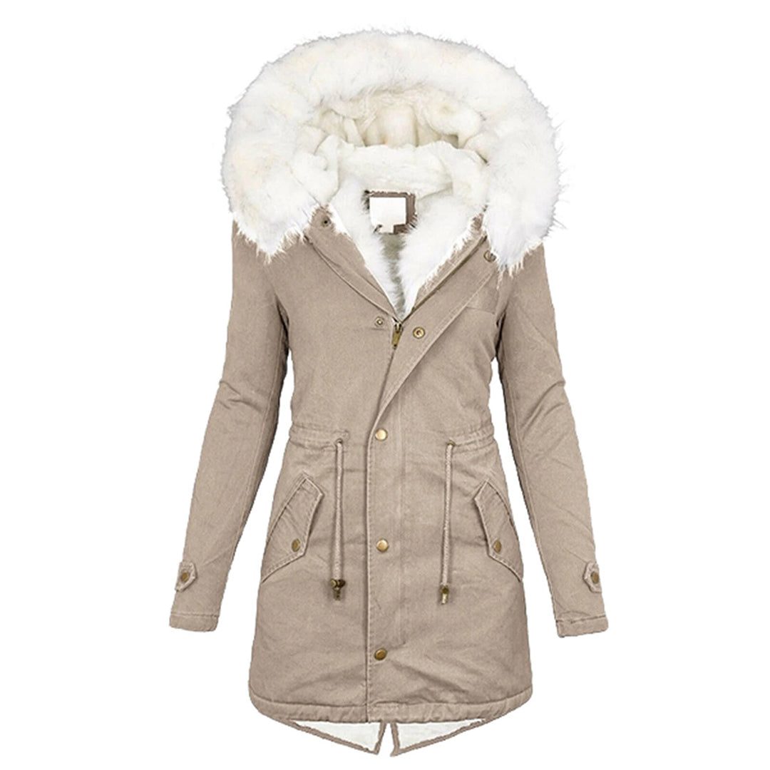 Lange Winterjas met Faux Fur Kraag voor Dames - Khaki