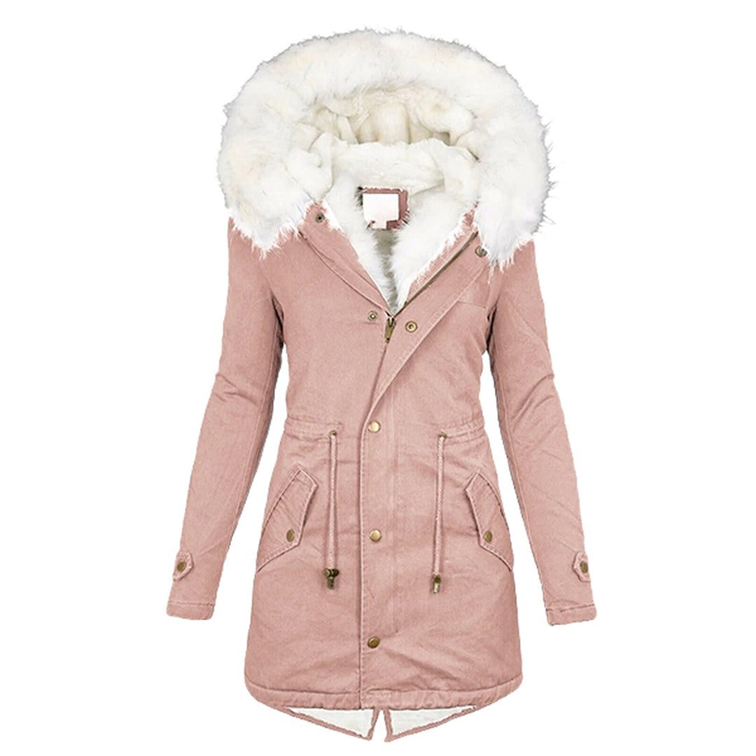 Lange Winterjas met Faux Fur Kraag voor Dames - Rosa