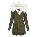 Lange Winterjas met Faux Fur Kraag voor Dames - Grün