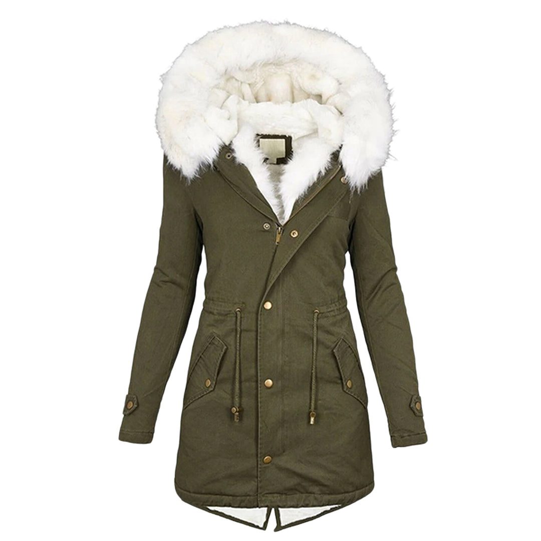 Lange Winterjas met Faux Fur Kraag voor Dames - Grün