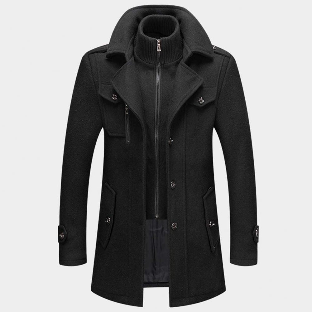 Lange Winterjas met Opstaande Kraag voor Heren - Sort (5 stykker tilbage)
