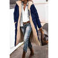 Lange Winterjas met Teddy Voering voor Dames - Marineblau