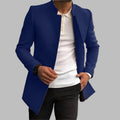 Lange Wollen Jas met Opstaande Kraag voor Heren - Blau