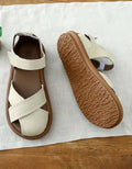 Lederen Sandalen met Gekruiste Bandjes voor Dames - Crème