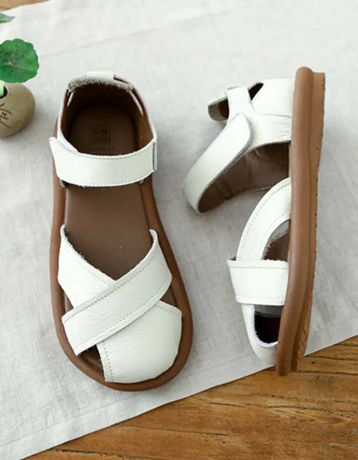 Lederen Sandalen met Gekruiste Bandjes voor Dames - Wit