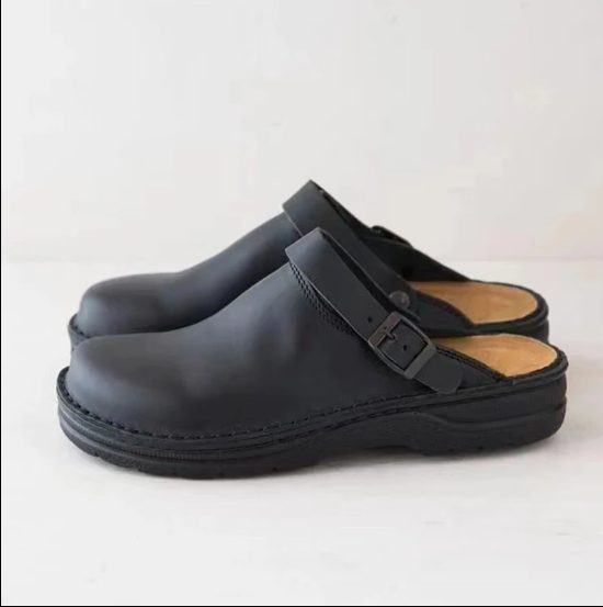 Leren Instapslippers met Gesp voor Heren - Zwart
