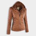 Leren Jas met Capuchon en Ritssluiting voor Dames