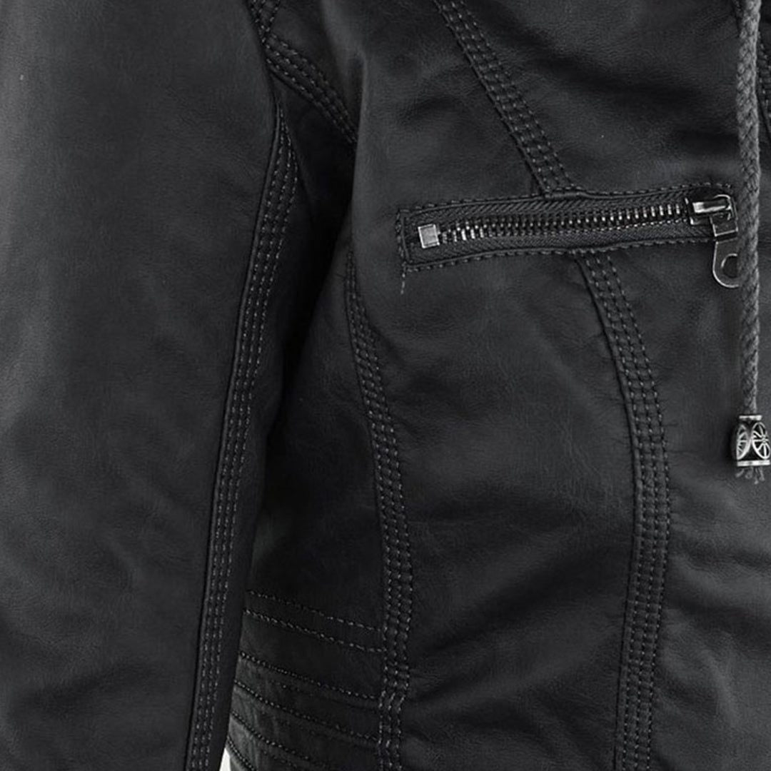 Leren Jas met Capuchon en Ritssluiting voor Dames - View 13