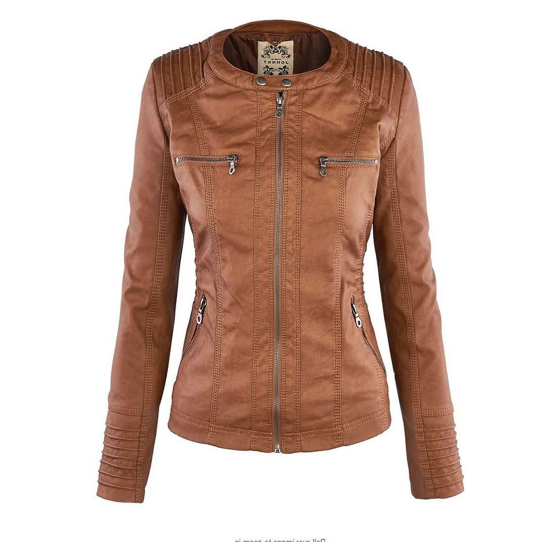 Leren Jas met Capuchon en Ritssluiting voor Dames - View 2