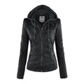 Leren Jas met Capuchon en Ritssluiting voor Dames - Schwarz (2)