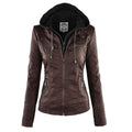 Leren Jas met Capuchon en Ritssluiting voor Dames - Braun (2)